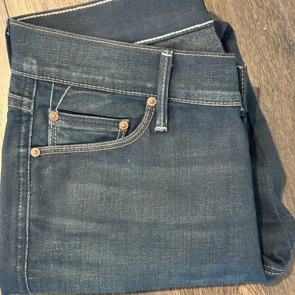 MOTHER The Vamp Gift Wrapped Dark Blue Cropped Jeans ankle slits - Picture 3 of 11